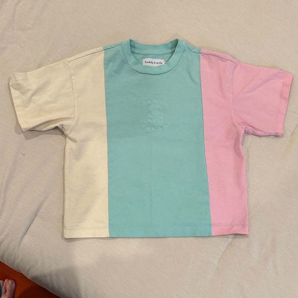 Teddy Fresh Kids Tri-Color Tee - Cream, Aqua, Pink